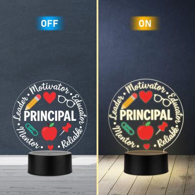 Principal LED Desk Table Lamp with Warm White Light Principal Appreciation Gift Principal Office Decor Light | School Principal Gift
